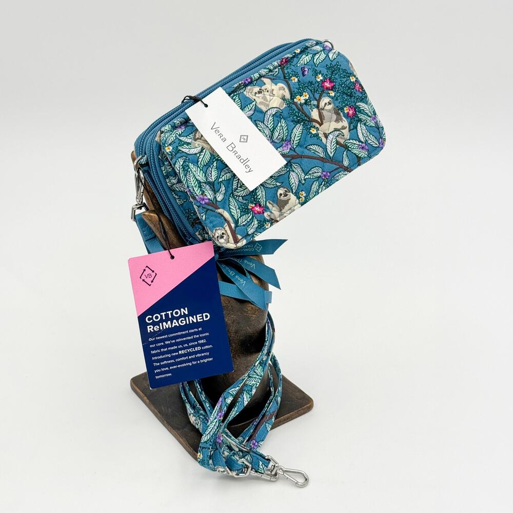 Vera Bradley Hanging Around Sloth RFID All in One Crossbody Wristlet NWT